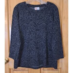 Linnea Shirt Women's Medium Black Textured Floral Artsy Gothic Comfort Evening